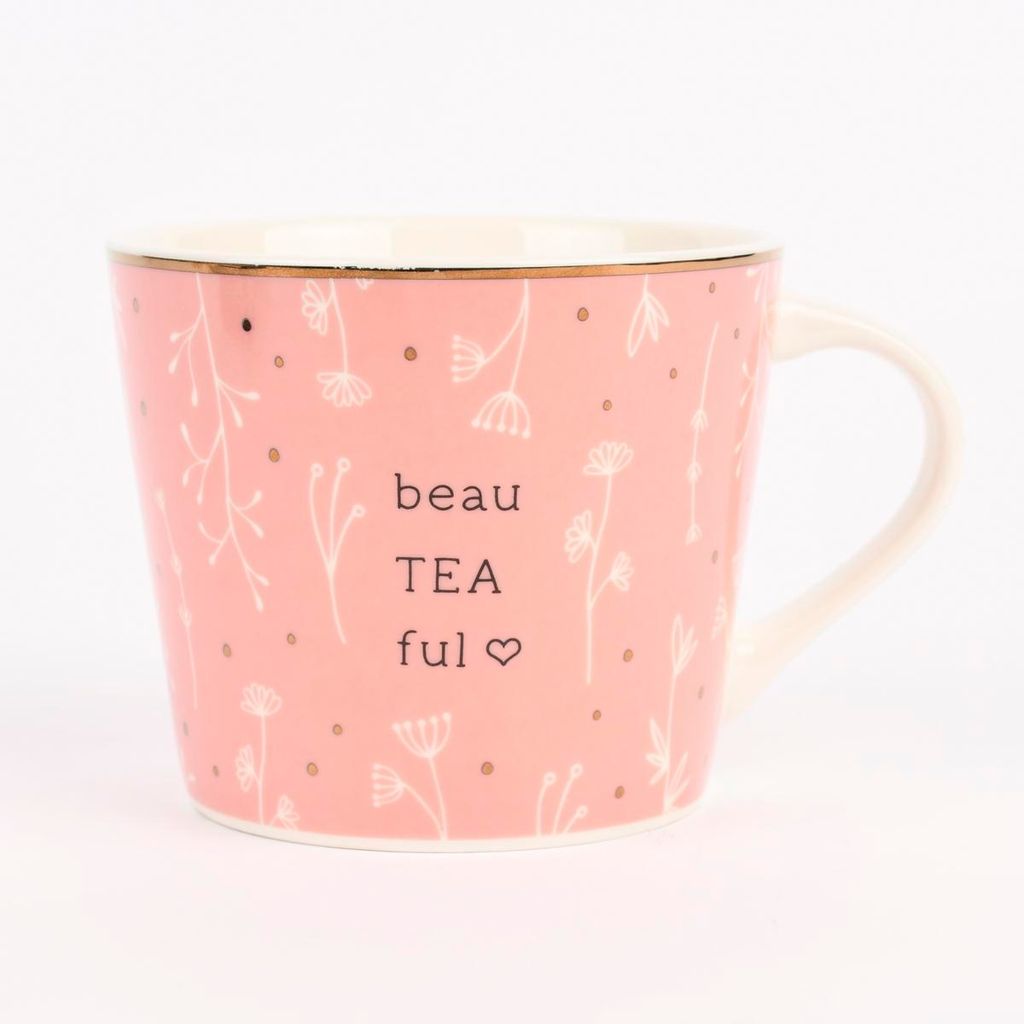 Grafik Werkstatt Goldtasse beaTEAful Blümchen rosa gold 420ml