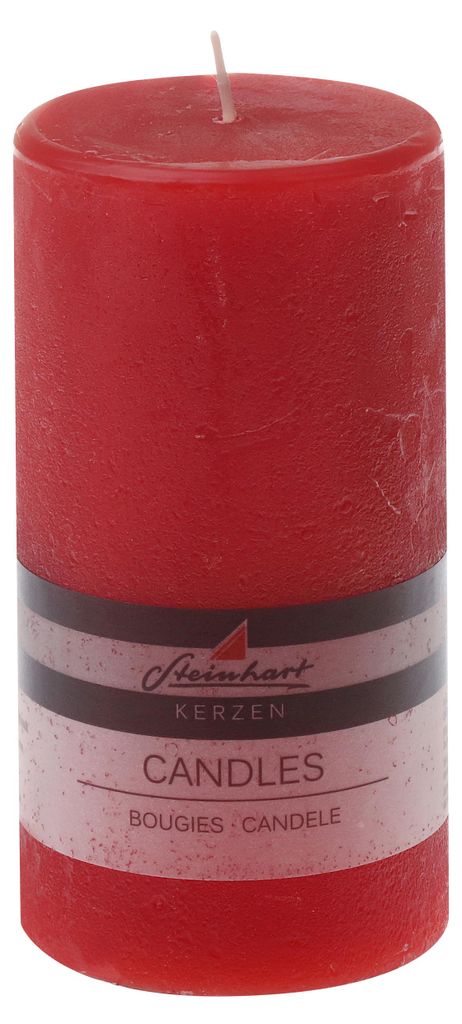 Stumpenkerze "Raureif" Rubin Rot 150/78 mm Produktbild 