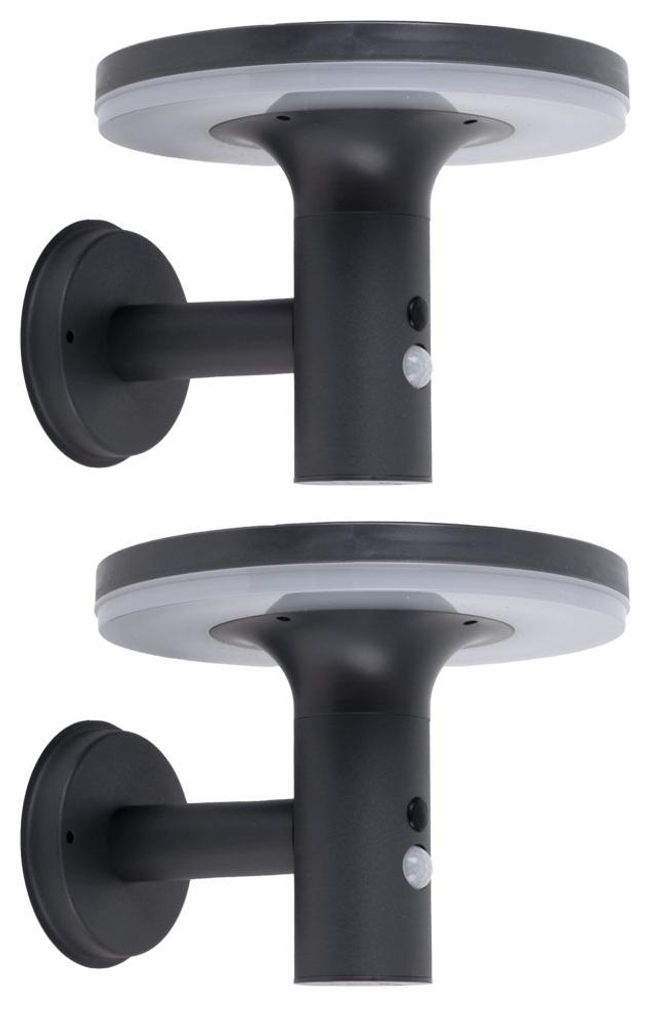 2x LED Solar Wandleuchte anthrazit, Bewegungsmelder, H 21 Produktbild 