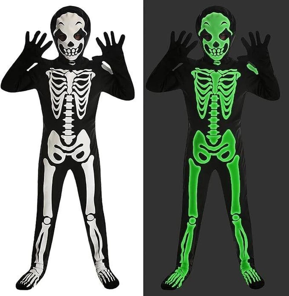 Skelettenkostuum voor kinderen, Halloween bodypak kostuum Productafbeelding 
