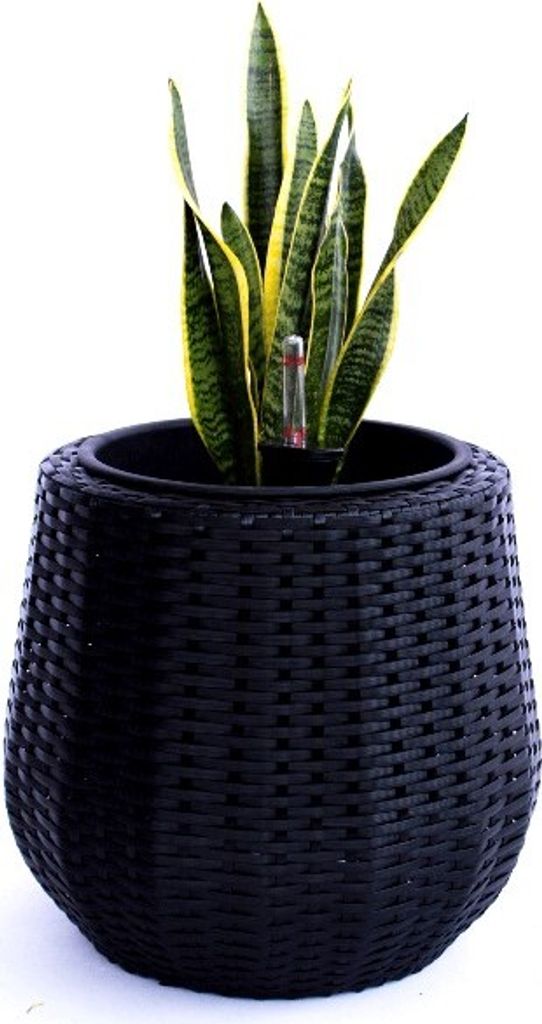 Elegant Einrichten | Pflanzkübel | Polyrattan | rund konisch | D52xH44cm | schwarz.