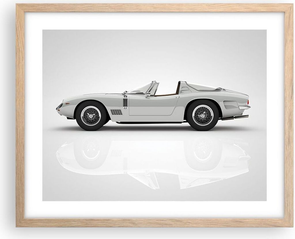 Gerahmtes Poster - Rahmen in heller Eiche - Sportlich Auto Vintage - 50x40 cm - Wand Bild - Wanddeko - Wandbilder - Kunstposter - Wandposter - Bild...
