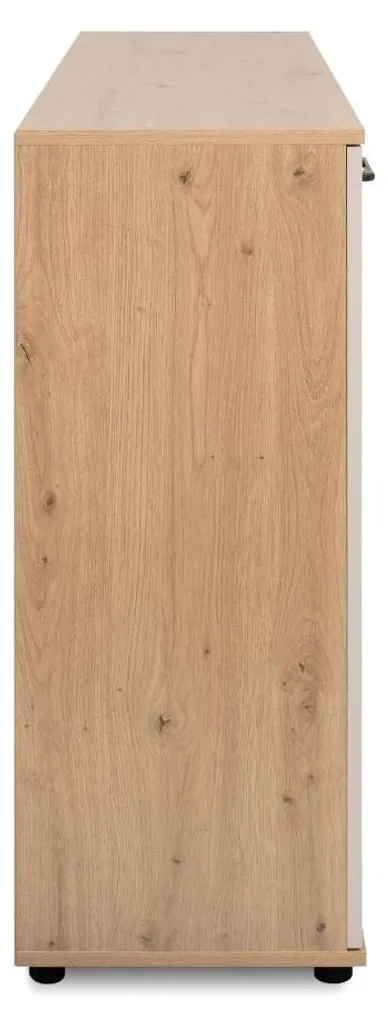 Buffet Bas Compact 120 cm LINO - Solution de Rangement Chêne et Gris - 7