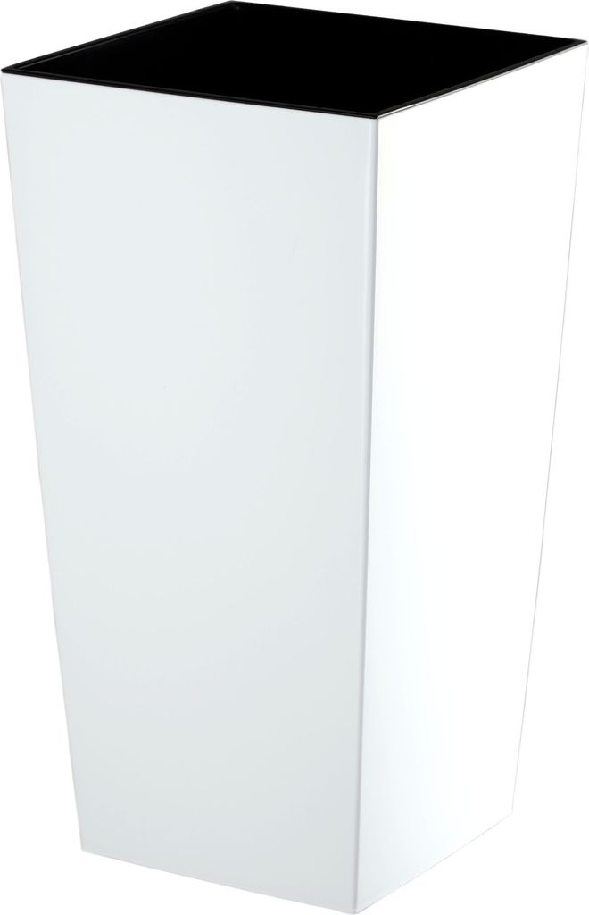 KADAX Blumentopf aus Kunstsoff "Masiera", Blumenkübel, Pflanztopf, mit Einsatz, quadratisch, 25 cm, Weiß