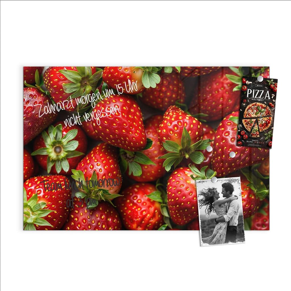 Magnettafel 60x40cm Pinnwand Whiteboard beschreibbar - Frische Erdbeeren