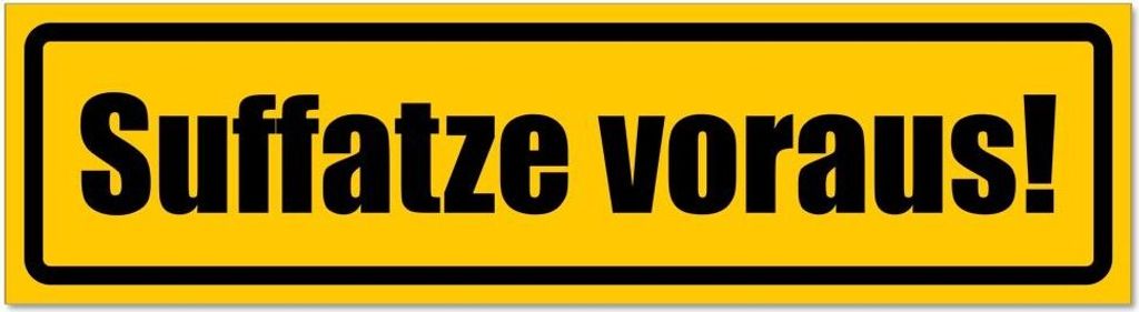 Kiwistar - Autoaufkleber - Gelb - Schwarz - 30 x 8 cm - Suffatze voraus invertiert - Hinweis Aufkleber Sticker für Auto, Kfz, Fahrrad, PKW, LKW