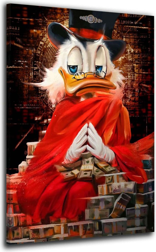 Buddha Duck Money Comic Wandbild Leinwandbild Deko Kunst XL: 60x90x4cm