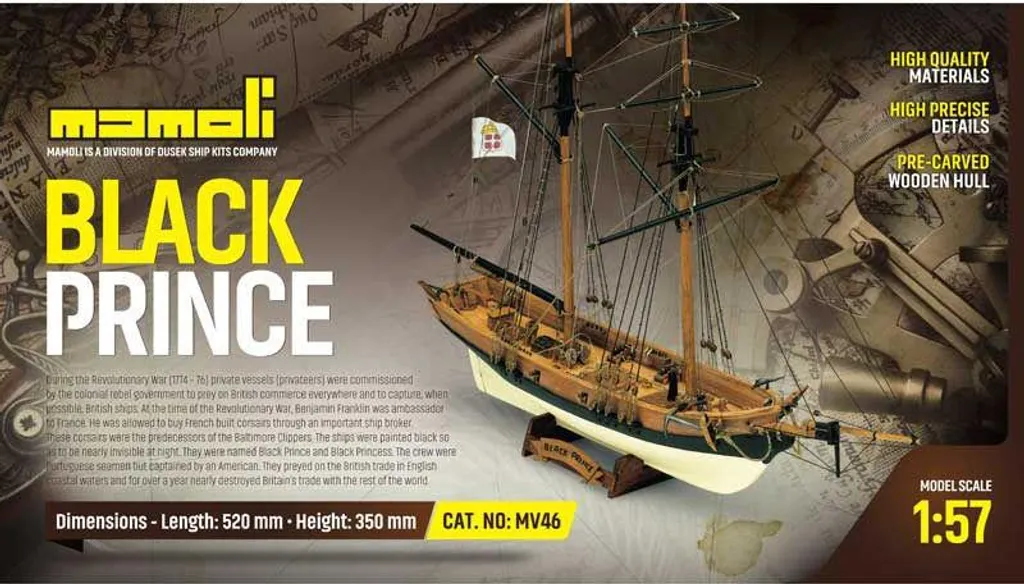 Krick Black Prince Mamoli Maquette de Bateau en Bois Échelle 1:57