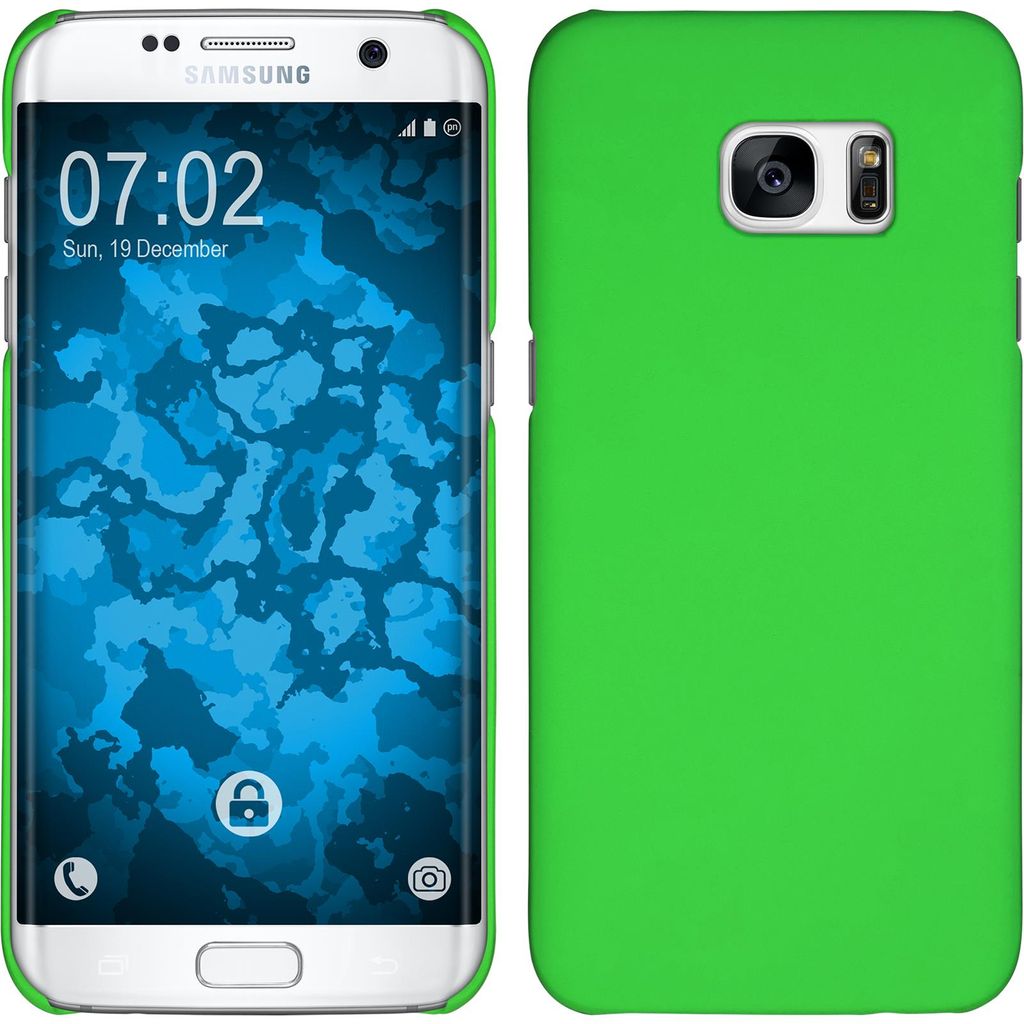 PhoneNatic Case kompatibel mit Samsung Galaxy S7 Edge - Hülle grün gummiert Hard-case Cover