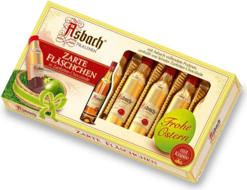 Asbach Likör Pralinen Osterfläschchen Zartbitterschokolade 100g