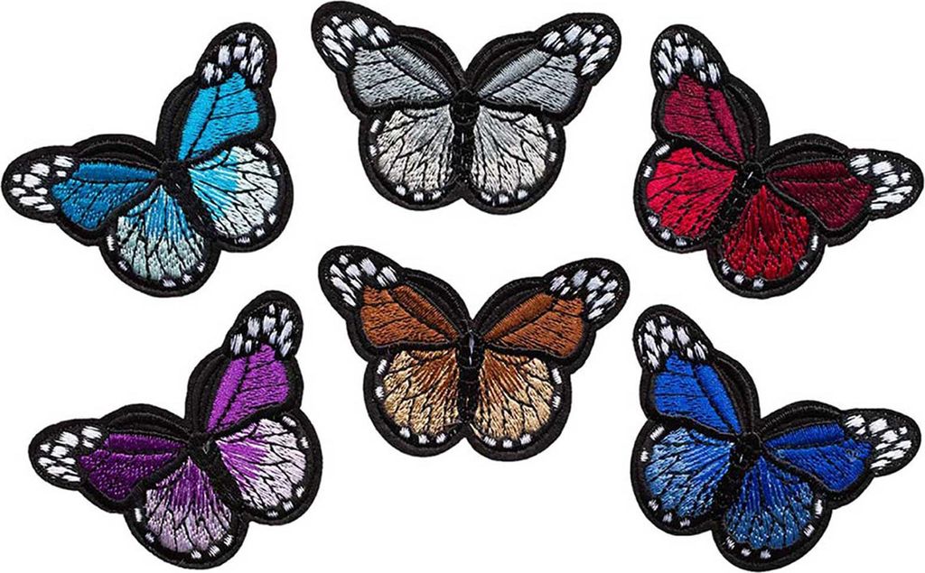 6 x Schmetterling Aufbügler, Applikation, 48x70mm, Farbmix Variantenwahl, Farbe:Farbmix 2