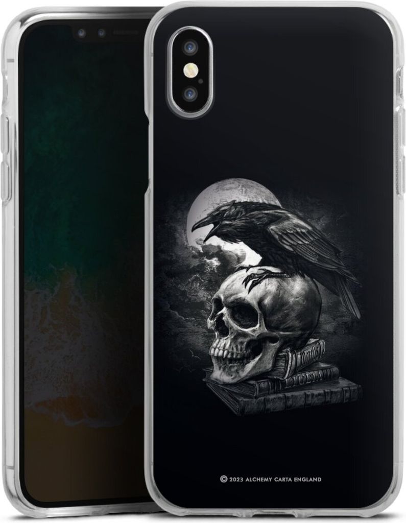 DeinDesign Handyhülle für Apple iPhone X Silikon Hülle Case Smartphone Schutzhülle Rabe Schädel Totenköpfe