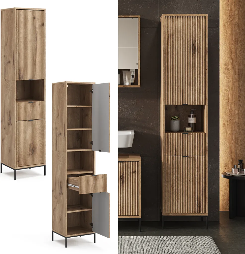 Meuble de salle de bain 40cm Eliza avec porte et tiroir Chêne Viking