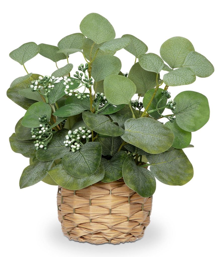 Künstlicher Eukalyptusbaum, dekorativer künstlicher Eukalyptus im Topf, Zimmerpflanze, Höhe 32 cm