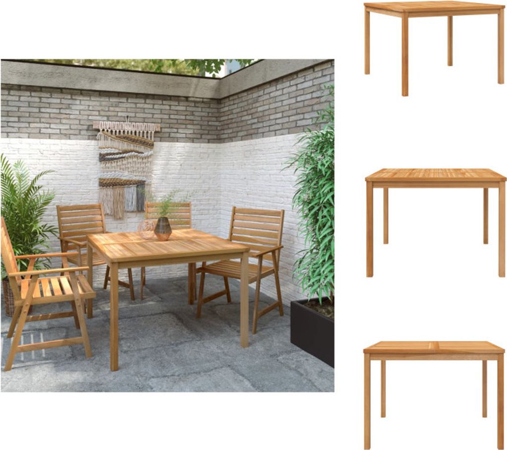 vidaXL Garten-Esstisch 110x110x77 cm Massivholz Teak - Gartentische