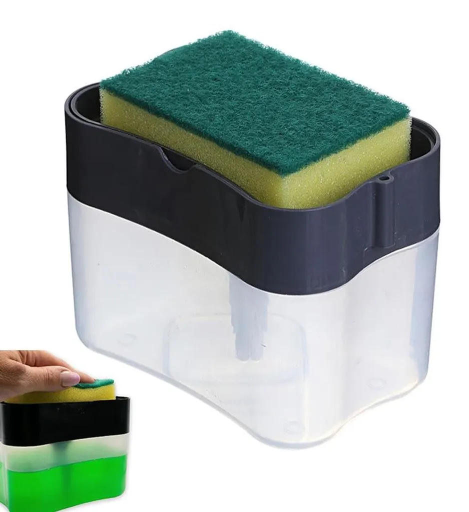 Distributeur de savon à pression manuelle 14cm avec éponge incluse