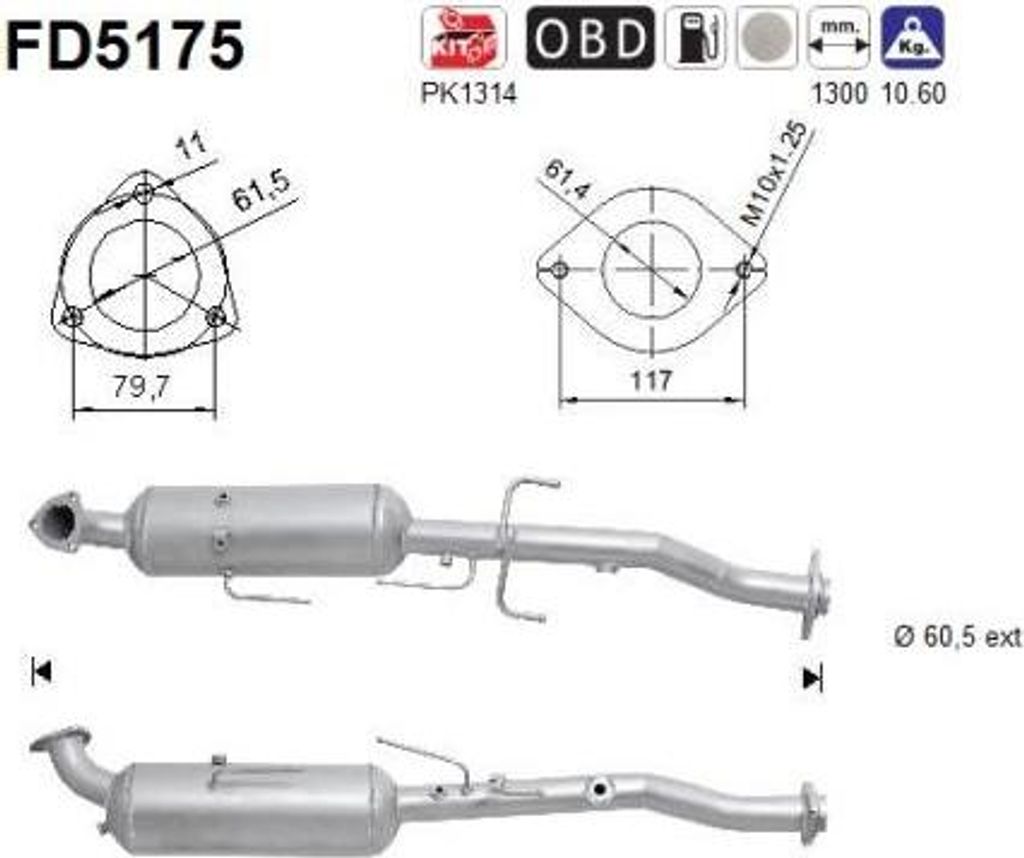 Filtr Pevných Částic Dpf Toyota Hilux Vii 2.5D Euro 5 Obrázek produktu 