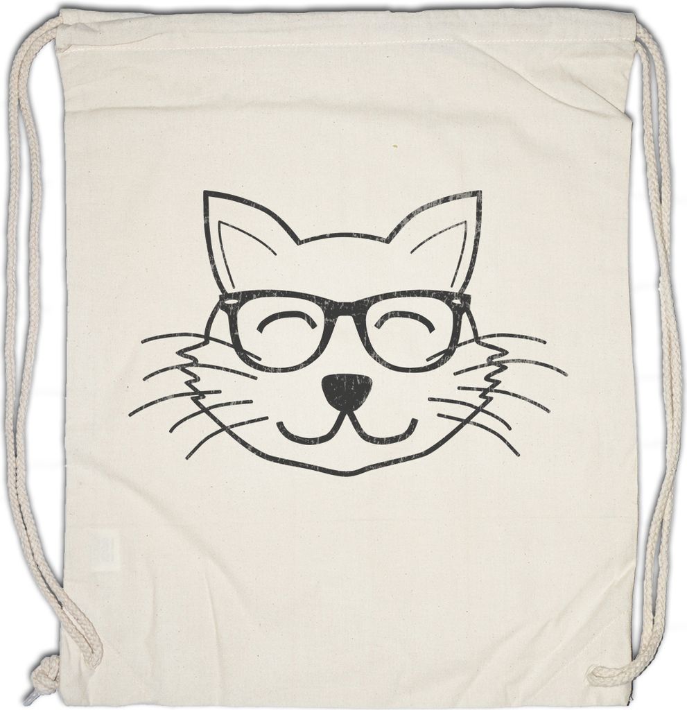 Urban Backwoods Nerd Kitty, Turnbeutel, Farbe: Beige
