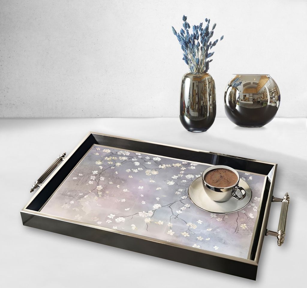 Evila Originals, TPG9813, Tablett, Mehrfarbig, 100 % GLAS, 50 x 29 x 3,5 cm