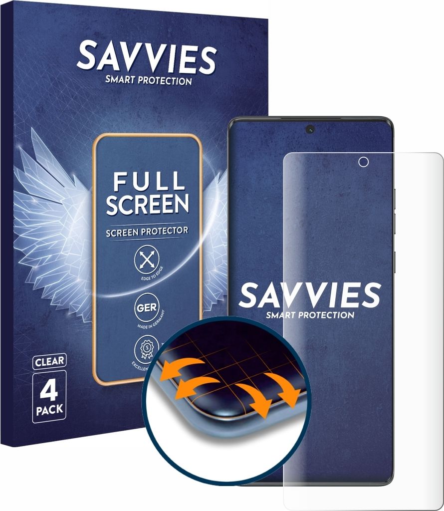 4x Savvies Fullscreen Schutzfolie für Motorola Moto G85 Displayschutz Folie Fullcover Klar Transparent