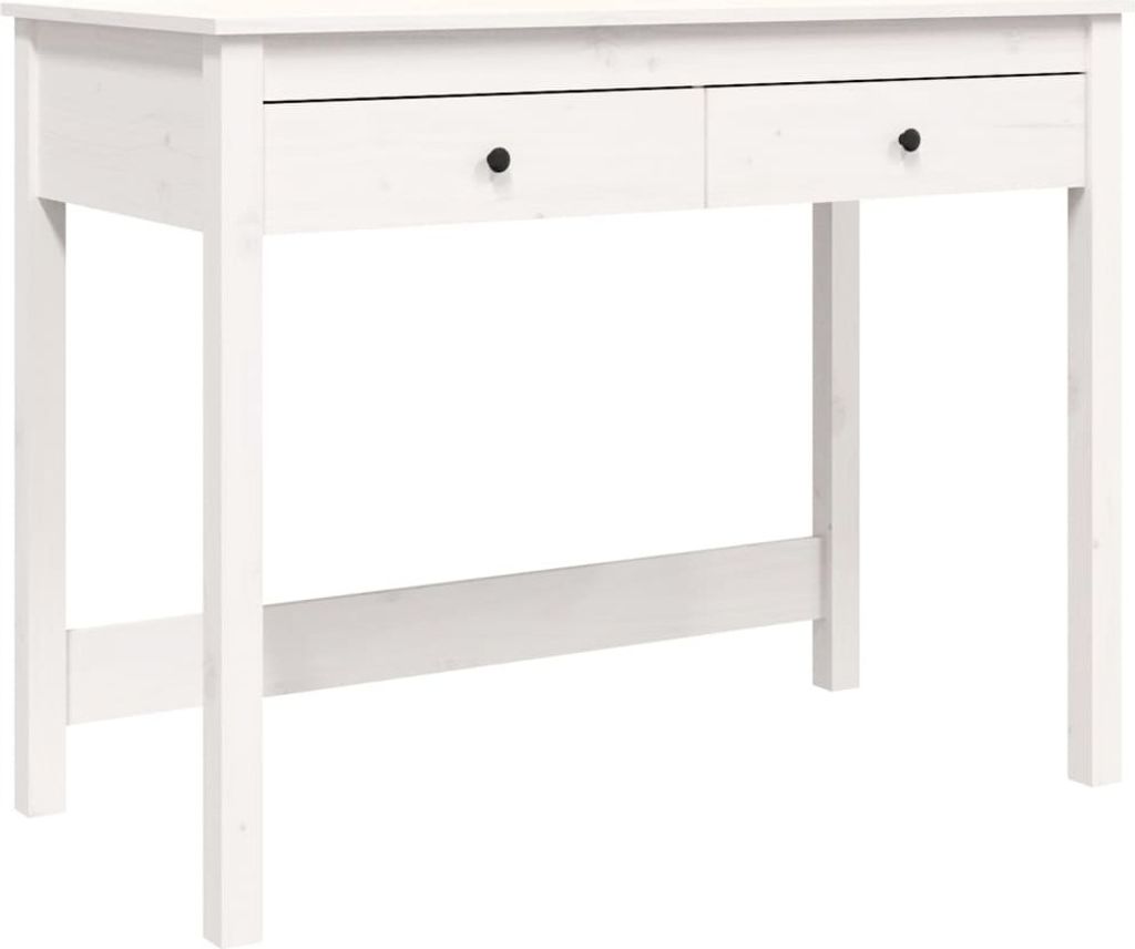 Schreibtisch mit Schubladen Weiß 100x50x78 cm Massivholz Kiefer