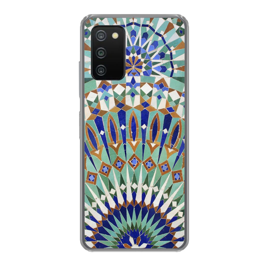 MuchoWow Handyhülle Schutzhülle Hülle für Samsung Galaxy A03s Eine marokkanische Mosaikwand mit verschiedenen Formen Silikon Softcase Handy H...