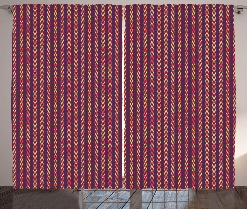 Rideau Abstrait aux Motifs Verticaux Terre de Sienne - Set 280x225 cm