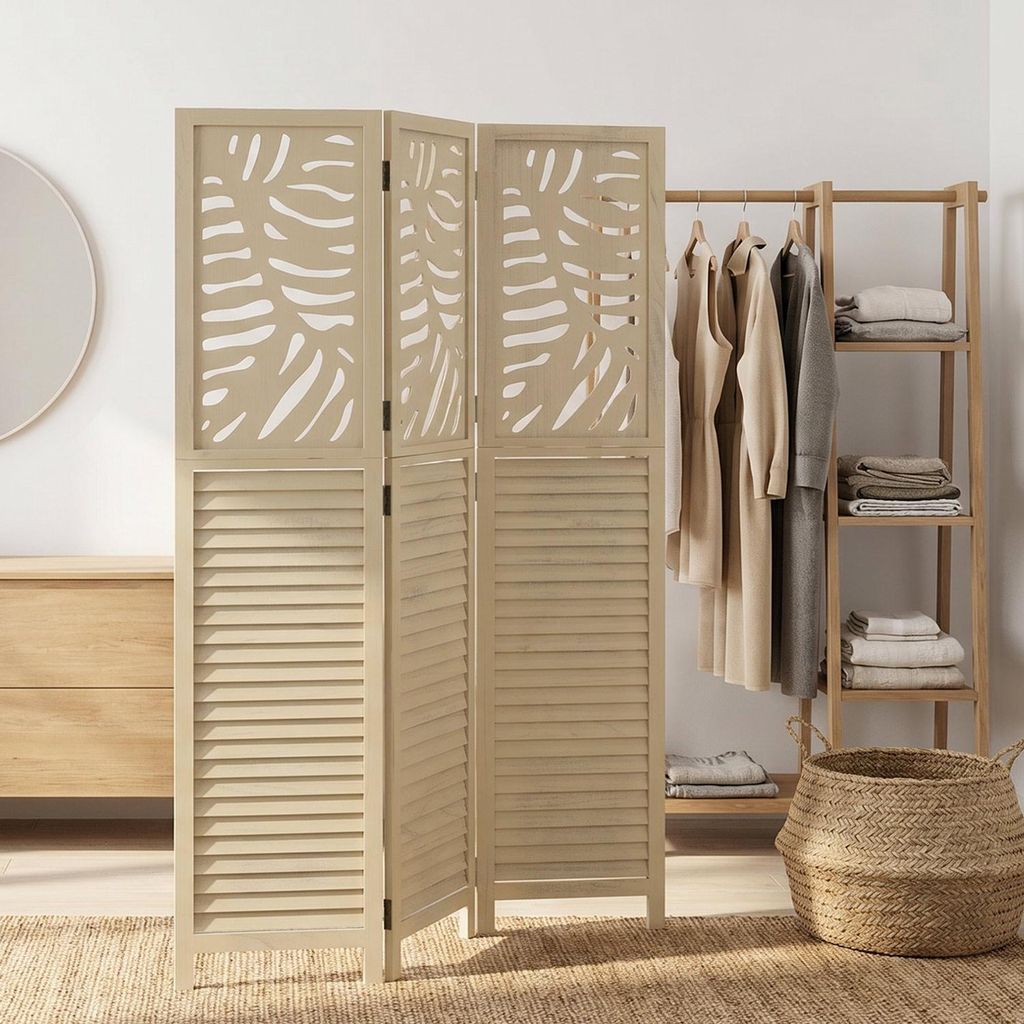Homestyle4u screen room divider 3-dílný dřevěný pokojový Obrázek produktu 