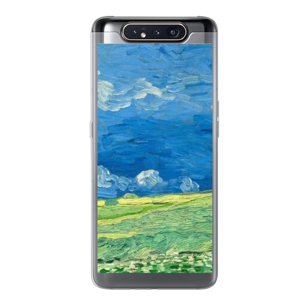 MuchoWow Handyhülle Schutzhülle Hülle für Samsung Galaxy A80 Weizenfeld unter Gewitterwolken - Vincent van Gogh Silikon Softcase Handy Hülle...