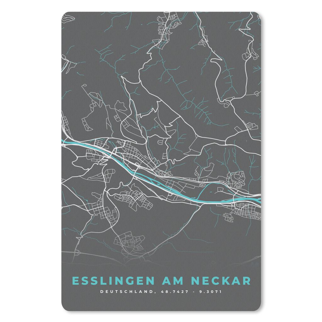 MuchoWow Mauspad Mousepad Blau - Deutschland - Karte - Stadtplan - Esslingen am Neckar 18x27 cm - Mousepads - Maus Mat - Pad - Mausunterlage