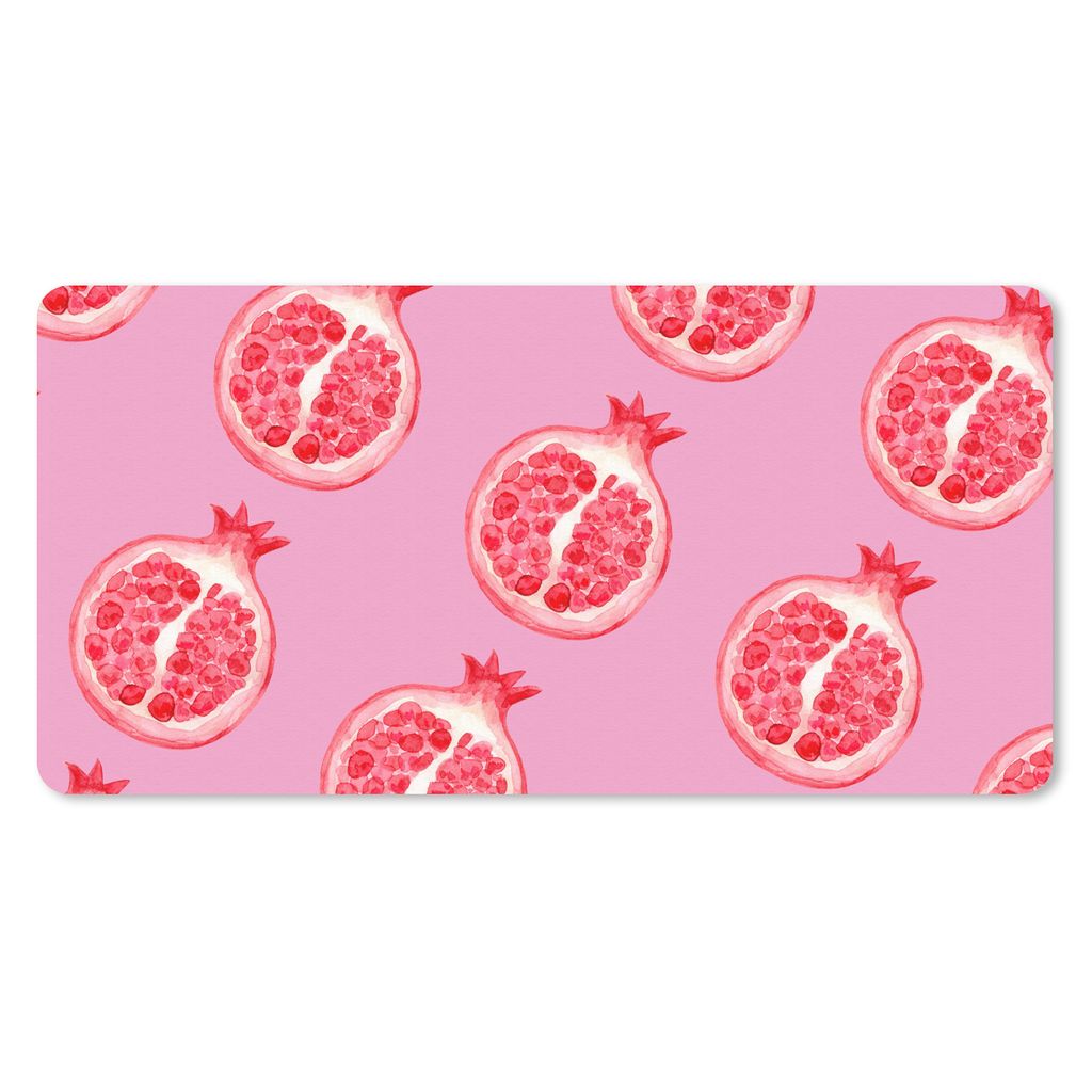 MuchoWow Schreibtischunterlage Obst - Schablonen - Rosa 80x40 cm - XXL Mauspad - Gaming Mauspad