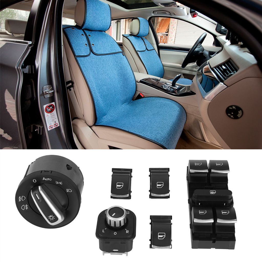 6Pcs Auto Scheinwerfer Rückspiegel Power Windows Switch Button Control für Passat CC Jetta