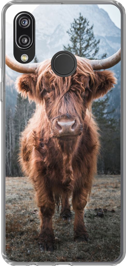 MuchoWow Handyhülle Schutzhülle Hülle für Huawei P20 Lite (2020) Schottischer Hochländer - Kuh - Tiere - Berg - Natur Silikon Softcase Handy...