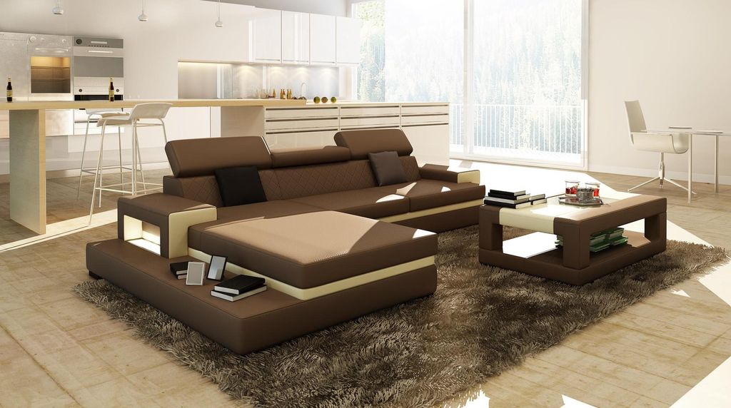 Sofas Ecksofa Ledersofa Polster Wohnlandschaft Couch Sofa Eckgarnitur jvmoebel