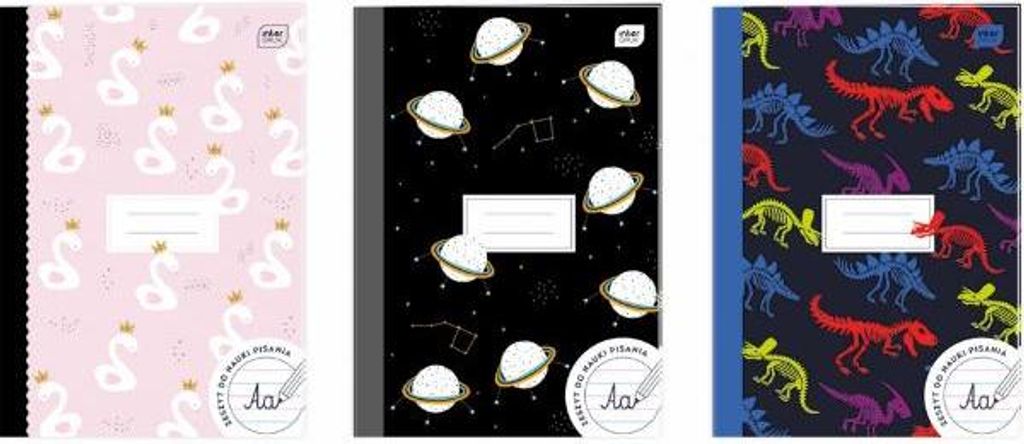 Zeszyt A4 / 32 kartki, potrójna kolorowa linia Interdruk, Zdjęcie produktu 