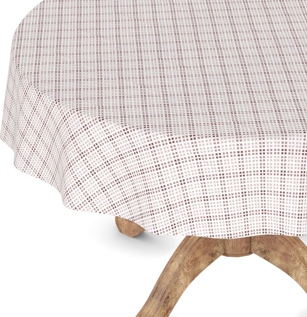 Tischdecke Wachstuchtischdecke Gartentischdecke Wachstischdecke Karriert Beige Wasserabweisend Rund 100 cm mit Schnittkante