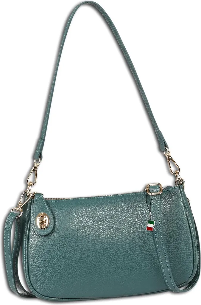 Florence Sac à bandoulière en cuir véritable bleu pétrole OTF842T6