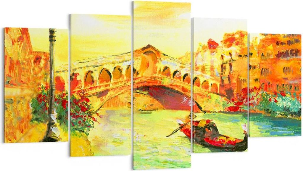 Bild auf Leinwand - Leinwandbild - Venedig Gondel - 160x85cm - Wand Bild - Wanddeko - Wandbilder - Leinwanddruck - Bilder - Kunstdruck - Wanddekora...