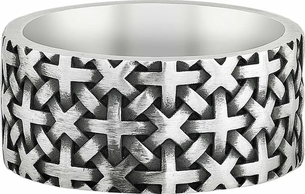 Anello caï Argento 925 Rock Style Treccia Brunita - Edizione Opaca