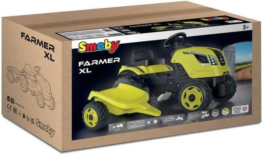 Smoby Trettraktor Farmer XL mit Anhänger - Grün - Spielzeug Produktbild 