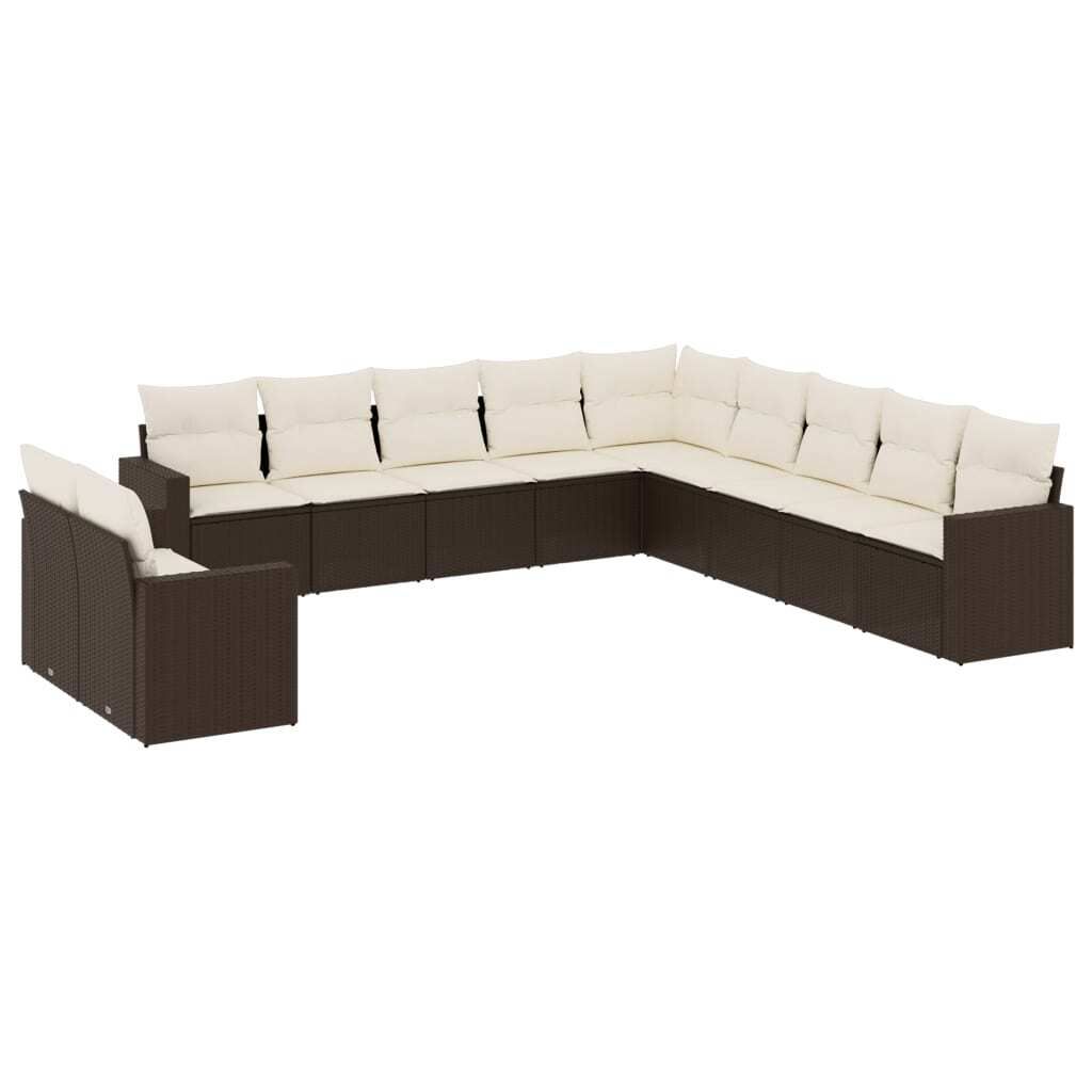 "SALE 2026" 11-tlg. Garten-Sofagarnitur - Balkonmöbel/Loungeset - elegantes Design - mit Kissen Braun Poly Rattan - Gartensofas DEMöbel463118