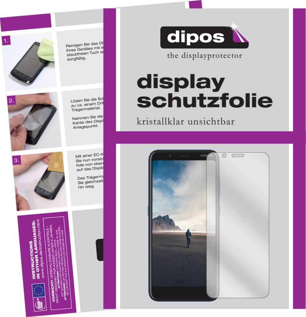 5x Schutzfolie für Nokia C2 Tennen klar Displayschutzfolie Folie Display Schutz dipos