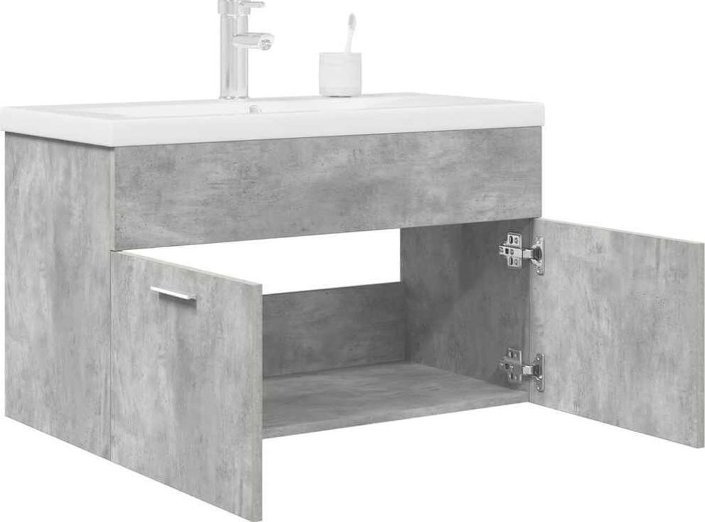 Maison Exclusive - Waschbeckenunterschrank mit Einbaubecken Wasserhahn Betongrau