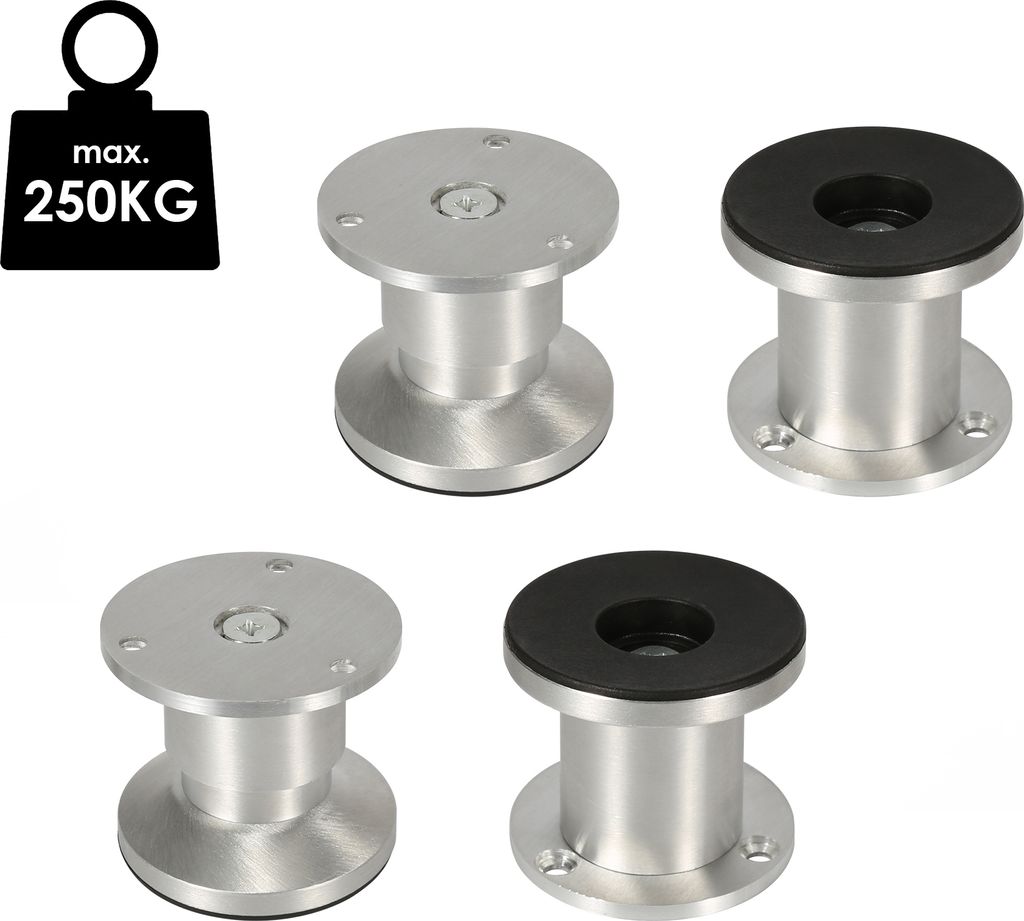 4X Möbelfüße Couch Stützfuß Verstellbar Schrankfuß Schrank Sofafuß Bettfüße-Aluminium-120mm