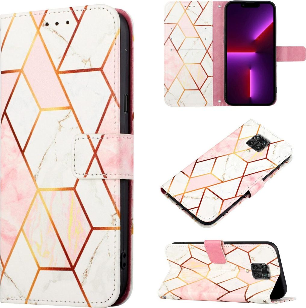 Redmi Note 9S Hülle, Marmor Motiv Kunstleder Tasche Wallet Kartenfächer mit Standfunktion Klapp Schutzhülle für Xiaomi Redmi Note 9S / 9 Pro / ...