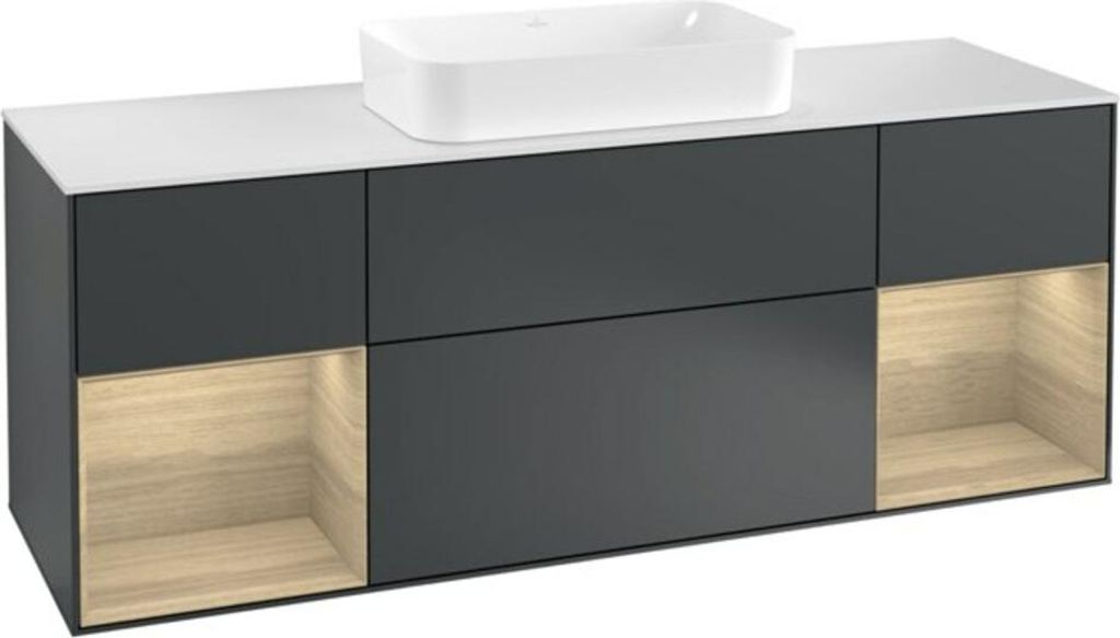 V&B Waschtischunterschrank Wandbeleuchtung Finion 160cm, Pl w m, Reg Oa ven, md bl. m Lac