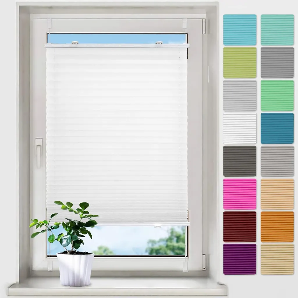 Store Enrouleur Plissé 80x120 cm sans Perçage Easyfix Opaque Blanc