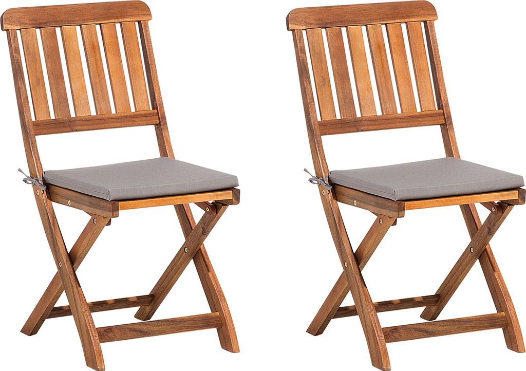 BELIANI Gartenstuhl 2er Set Braun Akazienholz Klappbar Balkon Terrasse Outdoor