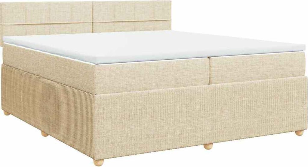 vidaXL Boxspringbett mit Matratze Creme 200x200 cm Stoff Produktbild 