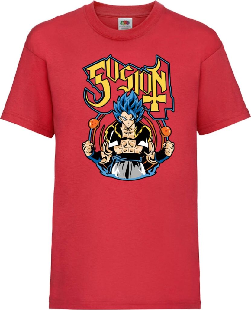 Kinder T-Shirt Japan Animation Manga Anime Comics Dragon Anime Manga Ball Z Gogeta Fusion Var-013 Fusion Sayian, 5-6 Jahr - 116 / Rot